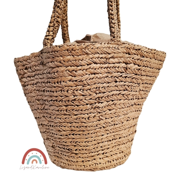 New! J. Crew Malta Handwoven Straw Bucket Tote NWOT - Picture 7 of 15